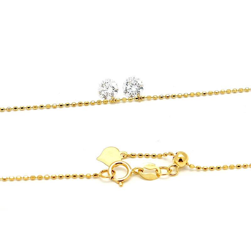 8 Pierced Man Made Diamonds Alternating Adjustable Necklace With Beads Chain spring clasp