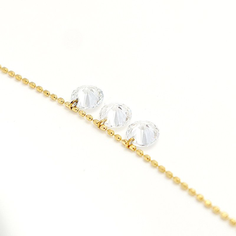 8 Pierced Man Made Diamonds Alternating Adjustable Necklace With Beads Chain partial close-up