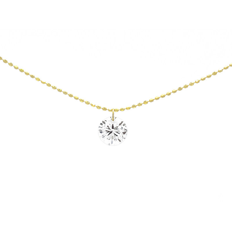 Round Cut Solitaire Pierced Ethical Lab Created Diamond Necklace