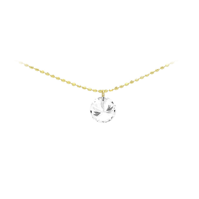 Round Cut Solitaire Pierced Ethical Lab Created Diamond Necklace back view