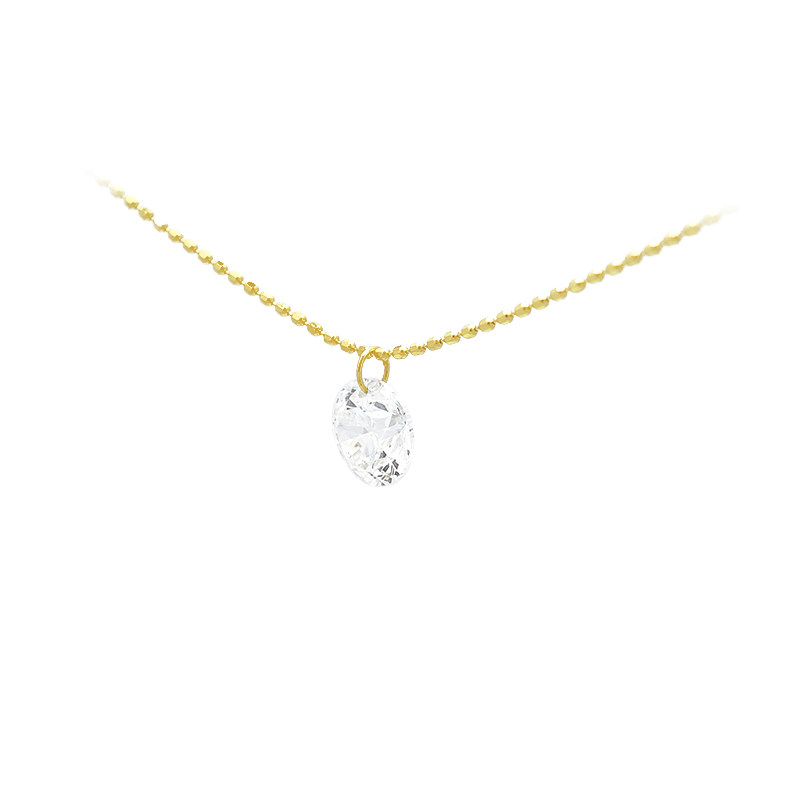 Round Cut Solitaire Pierced Ethical Lab Created Diamond Necklace left view