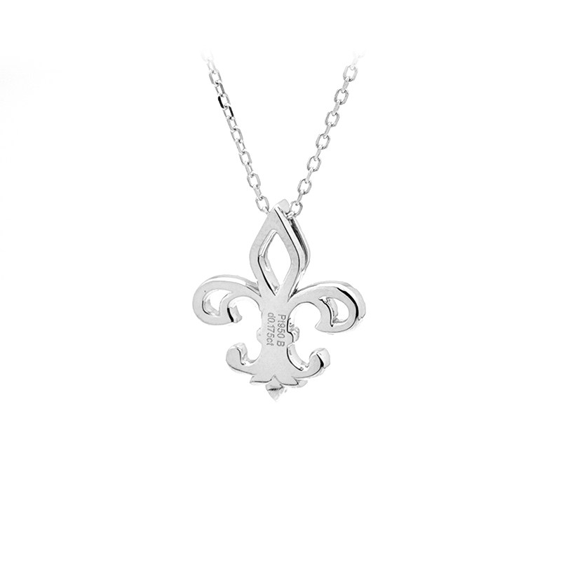 Art Deco Fleur-de-lis Frame Full Pave Lab Diamond Pendant Necklace back view