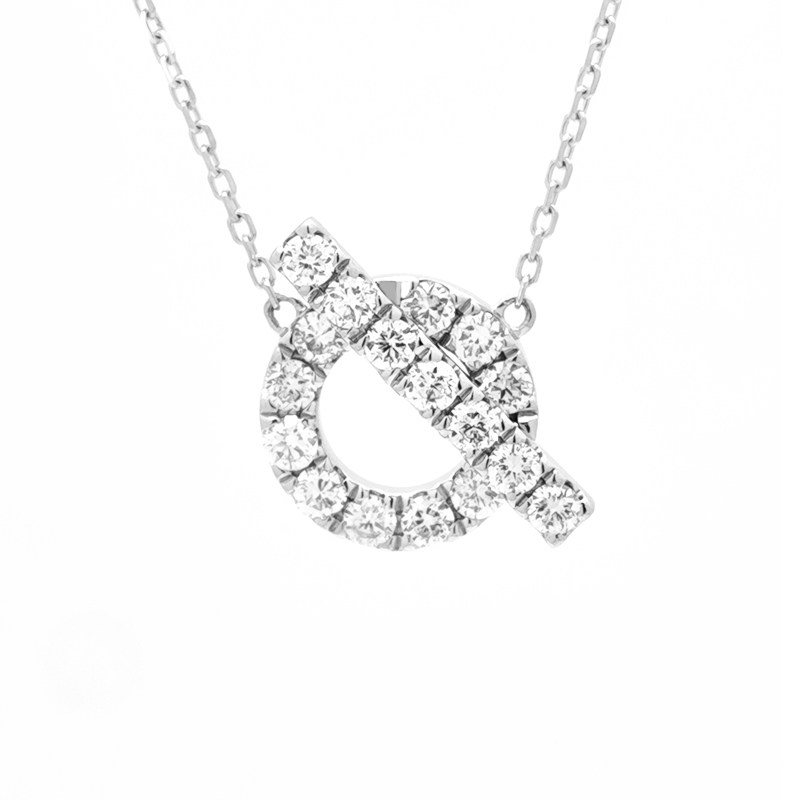 Art Deco Overlapping Bar & Circle Frame Pave Lab Created Diamond Pendant Necklace