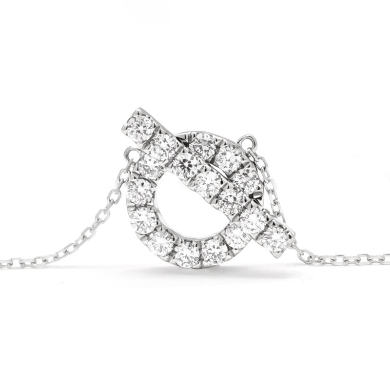 Art Deco Overlapping Bar & Circle Frame Pave Lab Created Diamond Pendant Necklace close up
