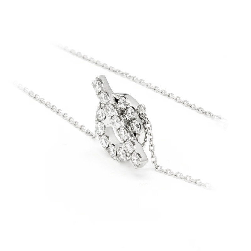 Art Deco Overlapping Bar & Circle Frame Pave Lab Created Diamond Pendant Necklace side view