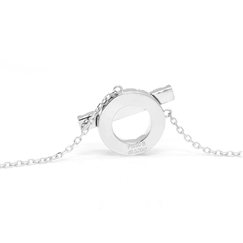 Art Deco Overlapping Bar & Circle Frame Pave Lab Created Diamond Pendant Necklace back view