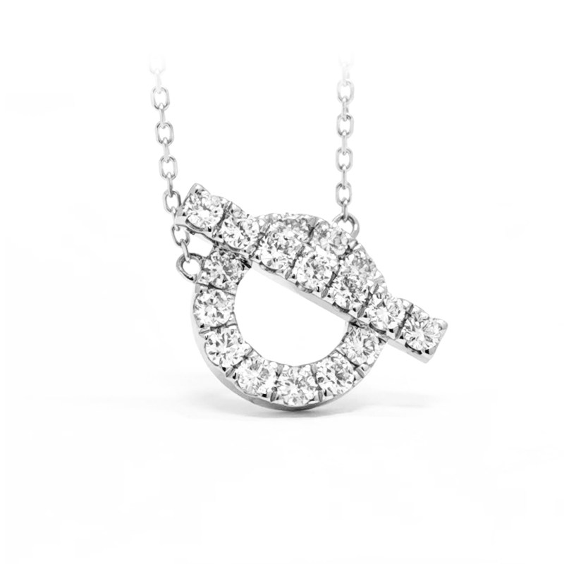 Art Deco Overlapping Bar & Circle Frame Pave Lab Created Diamond Pendant Necklace details