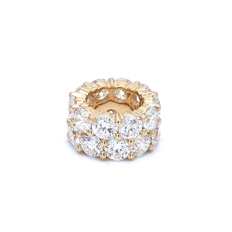 Ring Shaped Dual Row Side Stones Open Bottom Sett Lab Grown Diamond Pendant up on the table