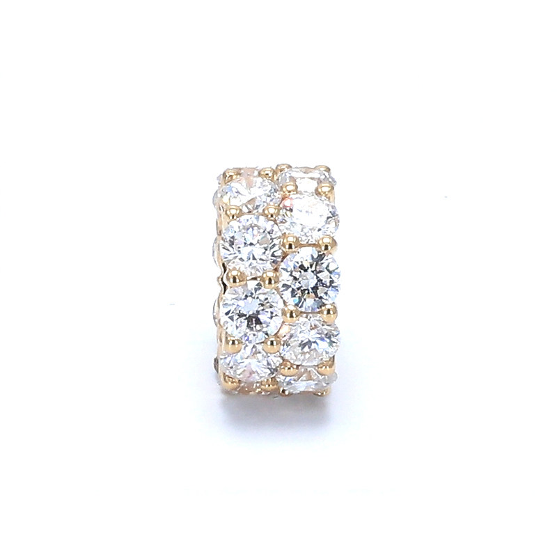 Ring Shaped Dual Row Side Stones Open Bottom Sett Lab Grown Diamond Pendant close up