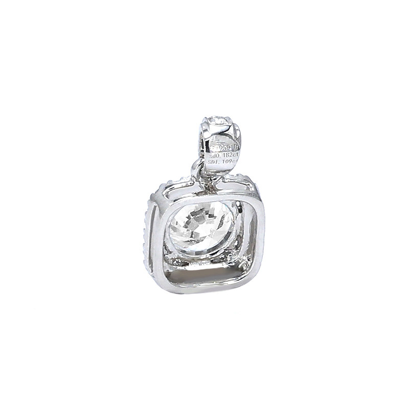 Four Prong Round Cut Cushion Halo Synthetic Diamond Pendant backside