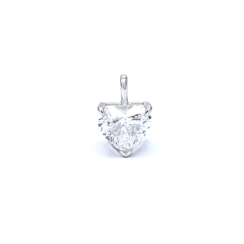 Classic 3 Prong Heart Cut Solitaire Ethical Cultivated Diamond Pendant