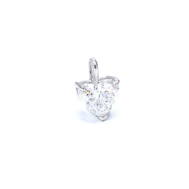Classic 3 Prong Heart Cut Solitaire Ethical Cultivated Diamond Pendant close up