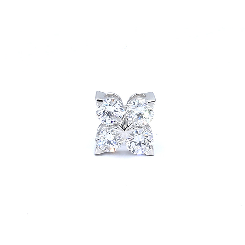 Four Round Cut Stone 4-Leaf Clover Shaped White Gold Pendant
