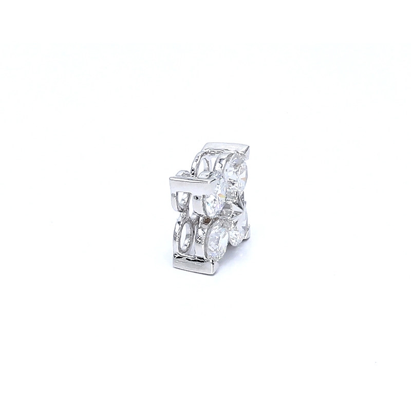 Four Round Cut Stone 4-Leaf Clover Shaped White Gold Pendant dual open layer Gallery