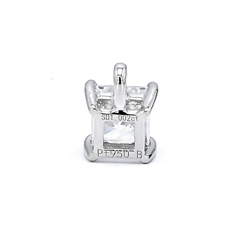 Class Minimalist 4 Prong Princess Cut Solitaire Lab Diamond Pendant backside