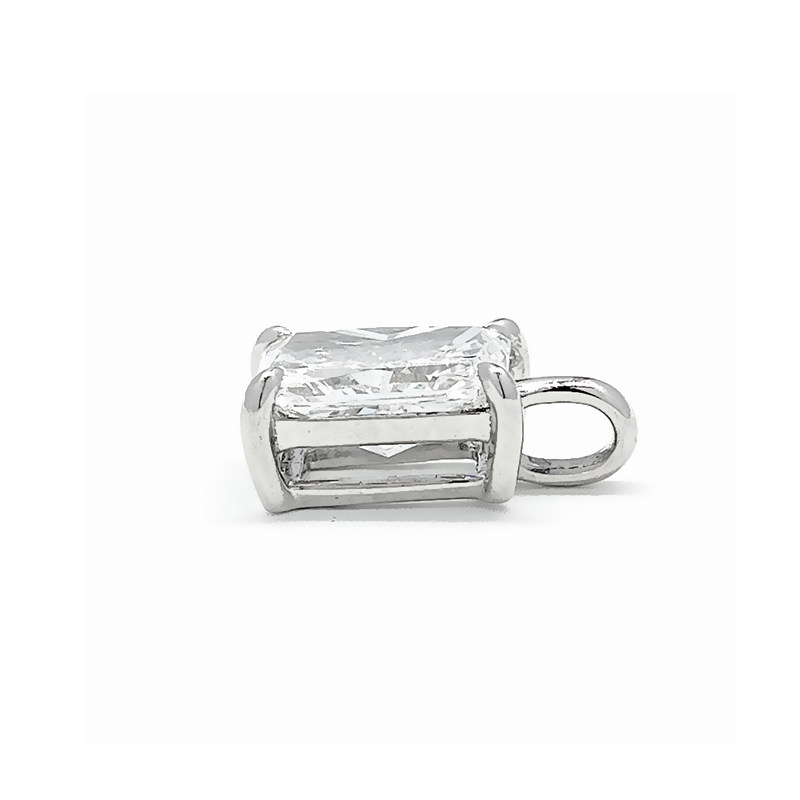 Brilliant Radiant Cut 4 Prong Solitaire Ethical Lab Created Diamond White Gold Pendant open gallery