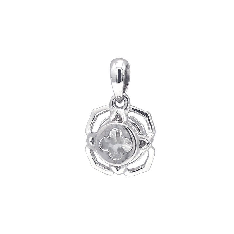 Petal Solitaire Lab Diamond Pendant in White Gold