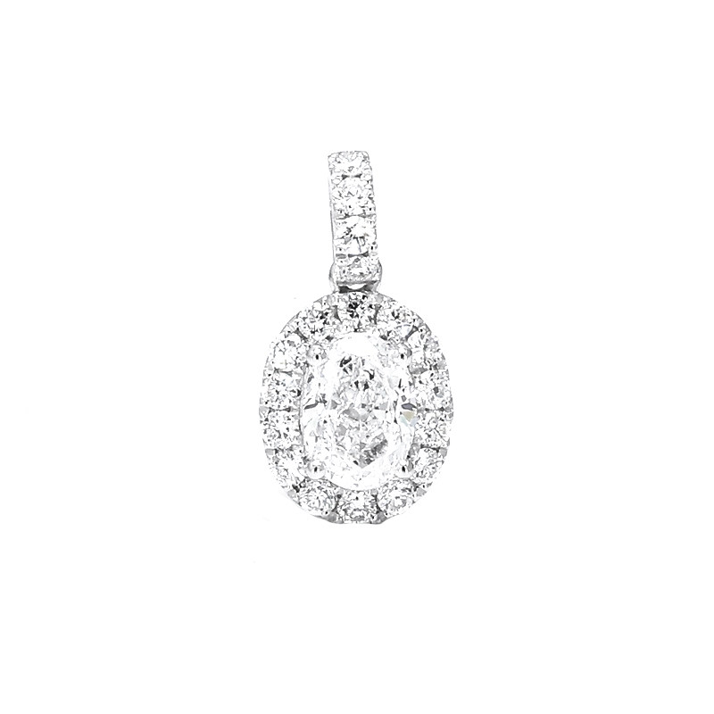 Classic Luxe Oval Cut Halo Lab Grown Diamond Pendant