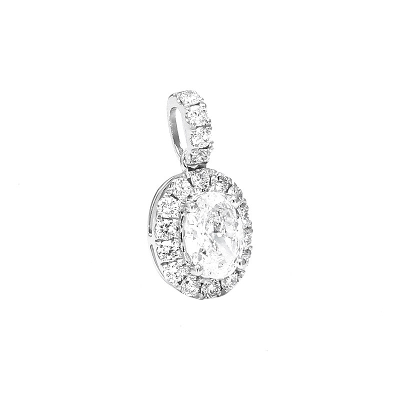 Oval Cut Halo Lab Grown Diamond Pendant