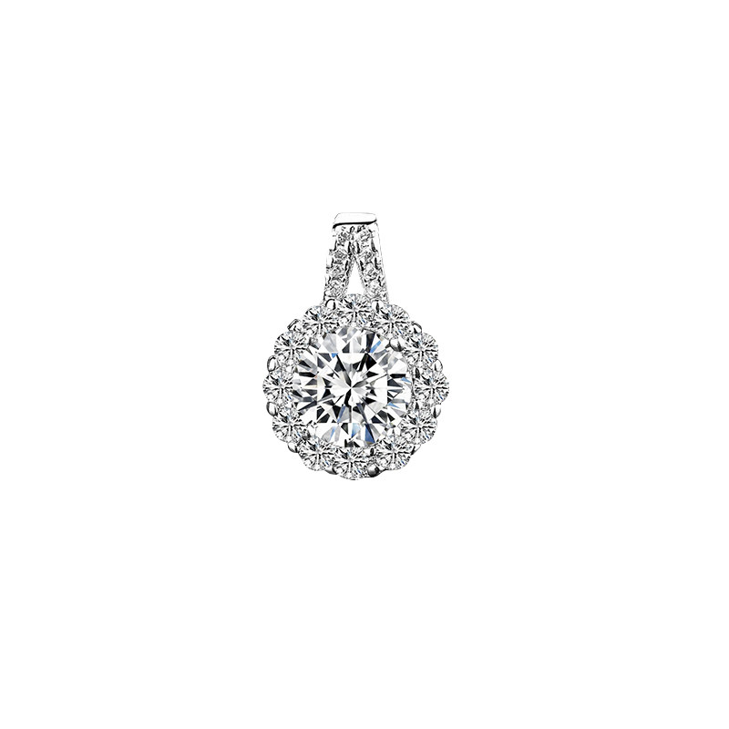 Round Brilliant Cut Sparkling Halo VVS Lab Diamond Pendant