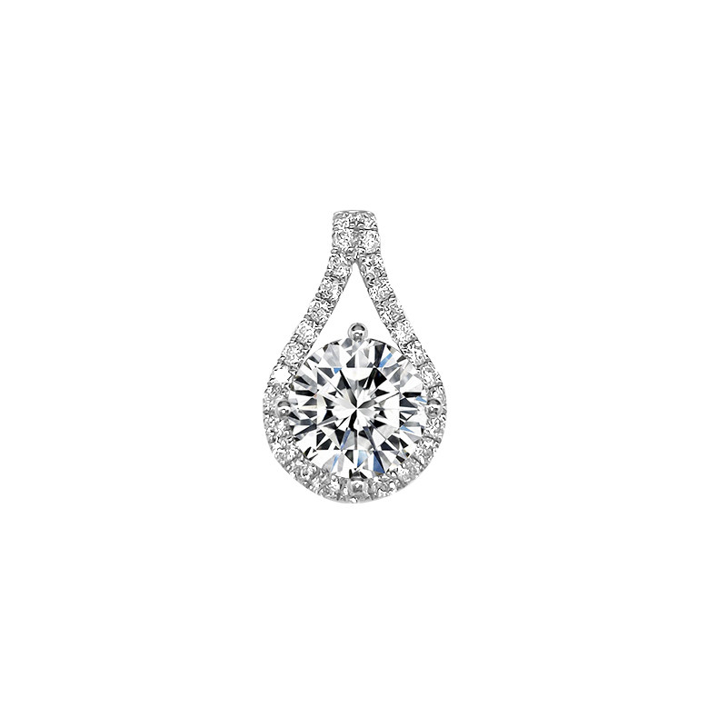 1.85 ct. tw. 4 prongs Pear Halo Lab Grown Diamonds Pendant