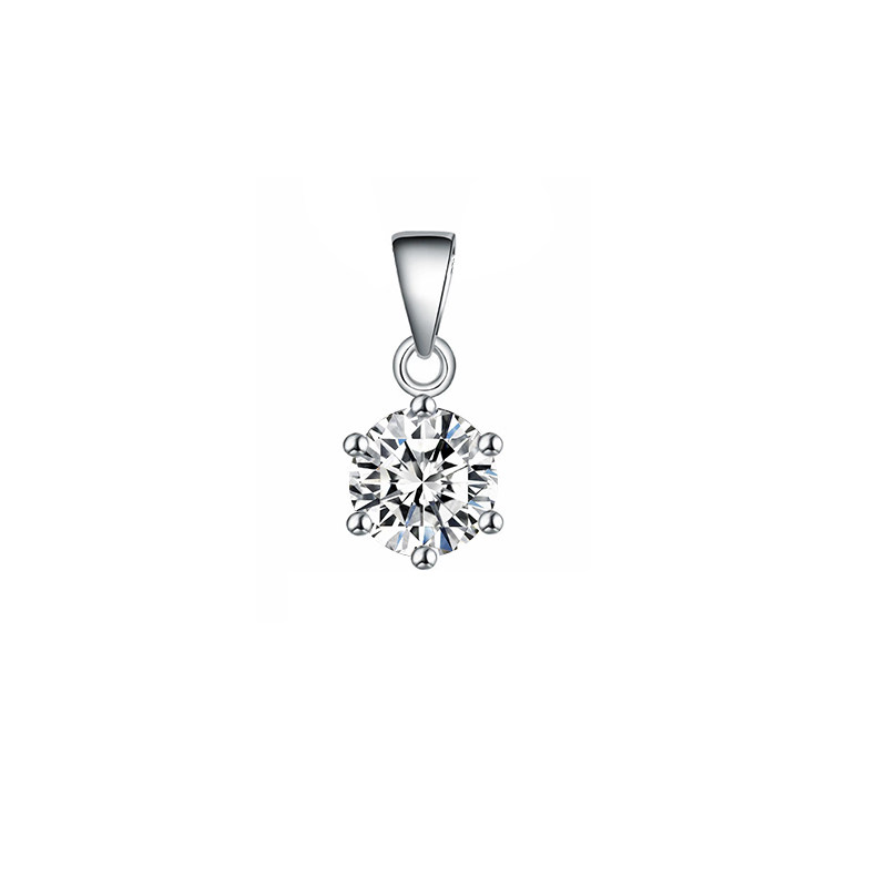 Minimalist Classic Timeless Six Prongs Solitaire Cultured Diamond Pendant
