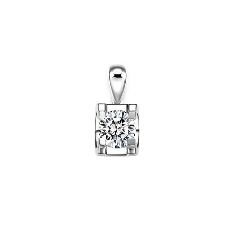 Modern Geometric Solitaire Cushion Setting Lab Diamond Pendant