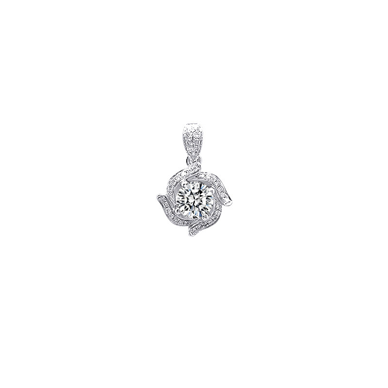 Premium Rose-inspired halo lab diamond pendant in white gold
