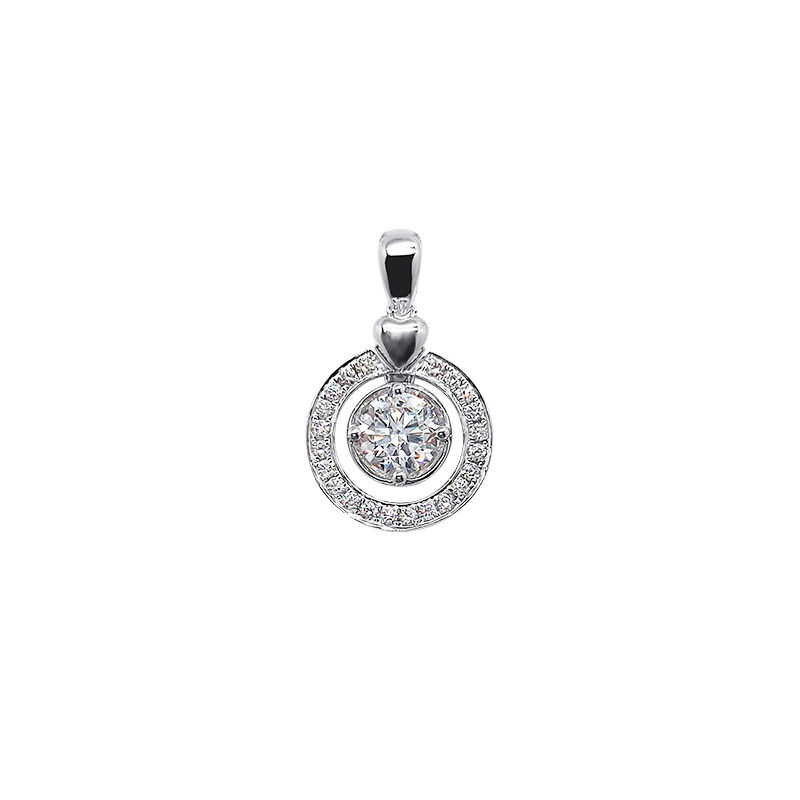 Double Halo Heart Bail Lab Cultured Diamond Pendant
