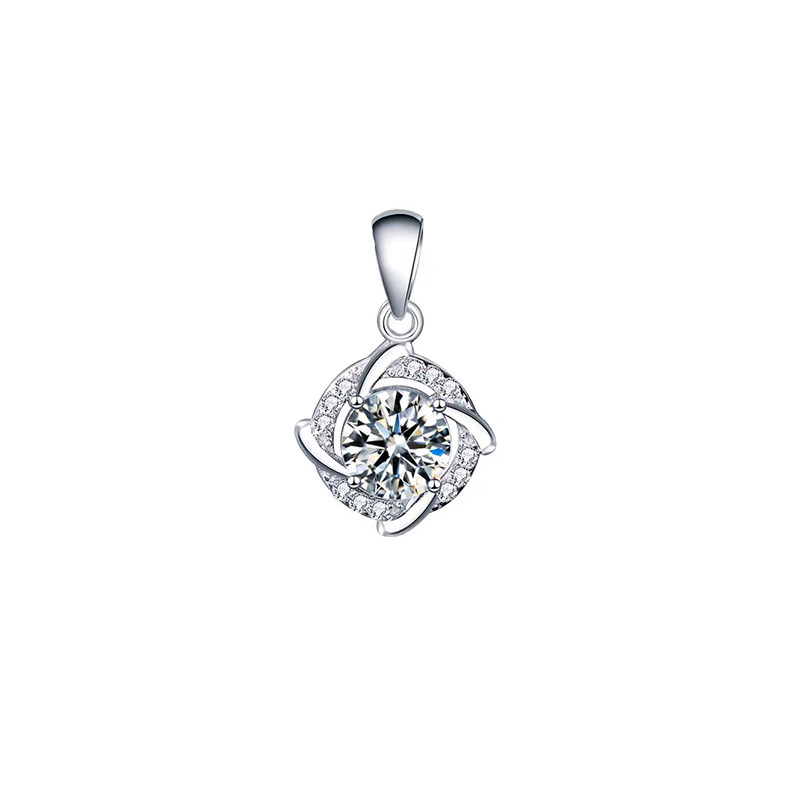Swirl Flower Halo Lab Grown Diamond Pendant