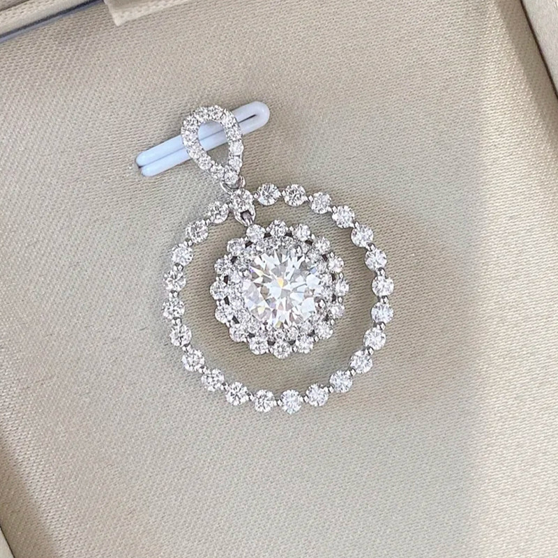 Double Halo Circle Lab Diamond Pendant