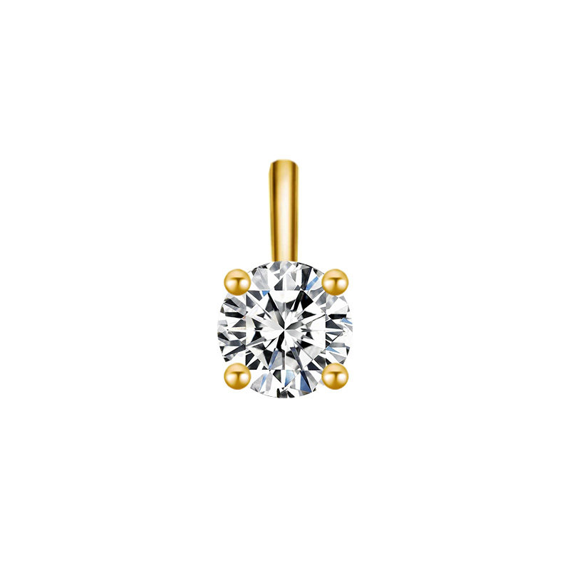 Four Bead Shaped Prong Solitaire Round Cut Floating Set Diamond Pendant
