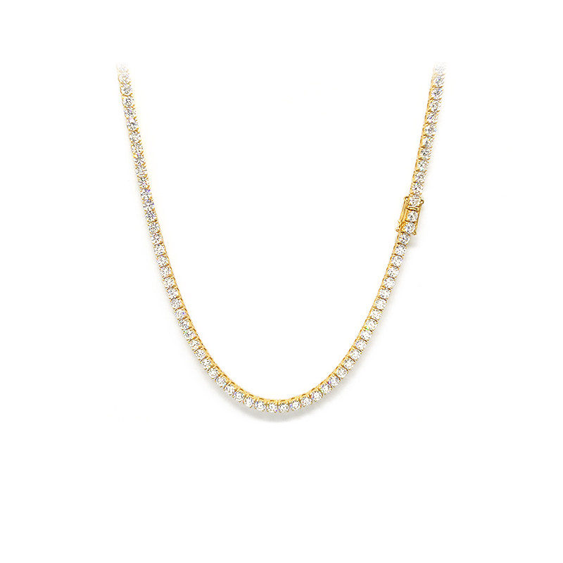 Continuous Linked 4 Prong Individual Square Set Lab Diamond Tennis Necklace
