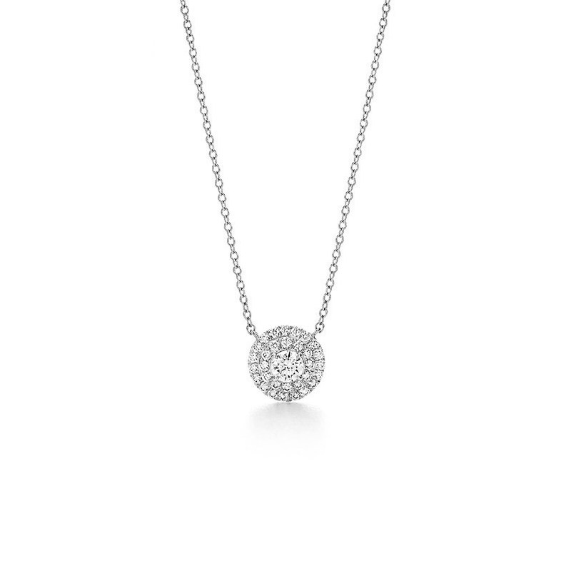 Brilliant Round Cut Dual Halo Cultivated Diamond Necklace