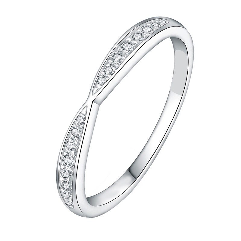 Minimalist Leaf-Shaped One-Thirds Pave Lab Diamonds Anniversary Ring