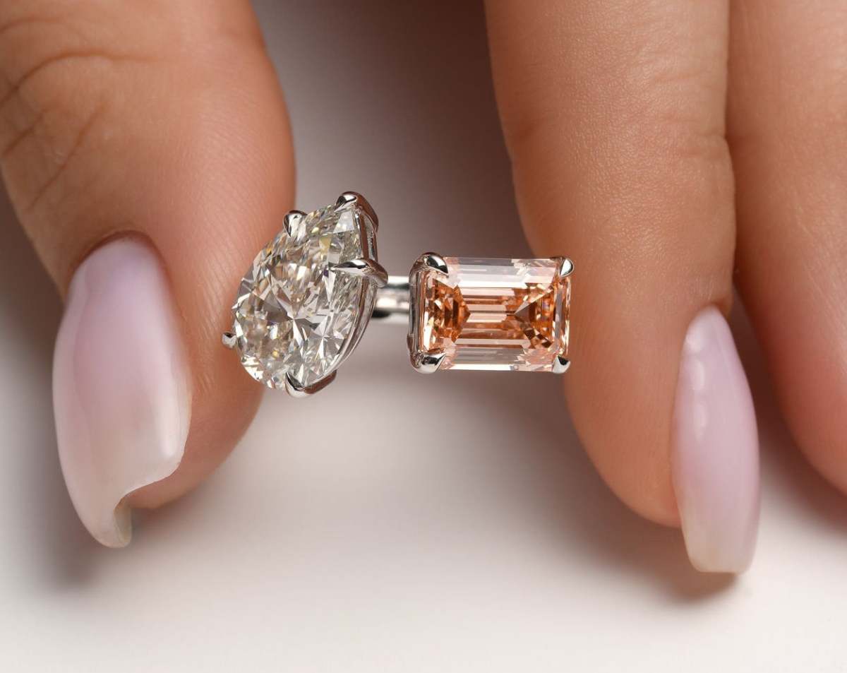 Double Stone Lab Diamond Engagement Ring