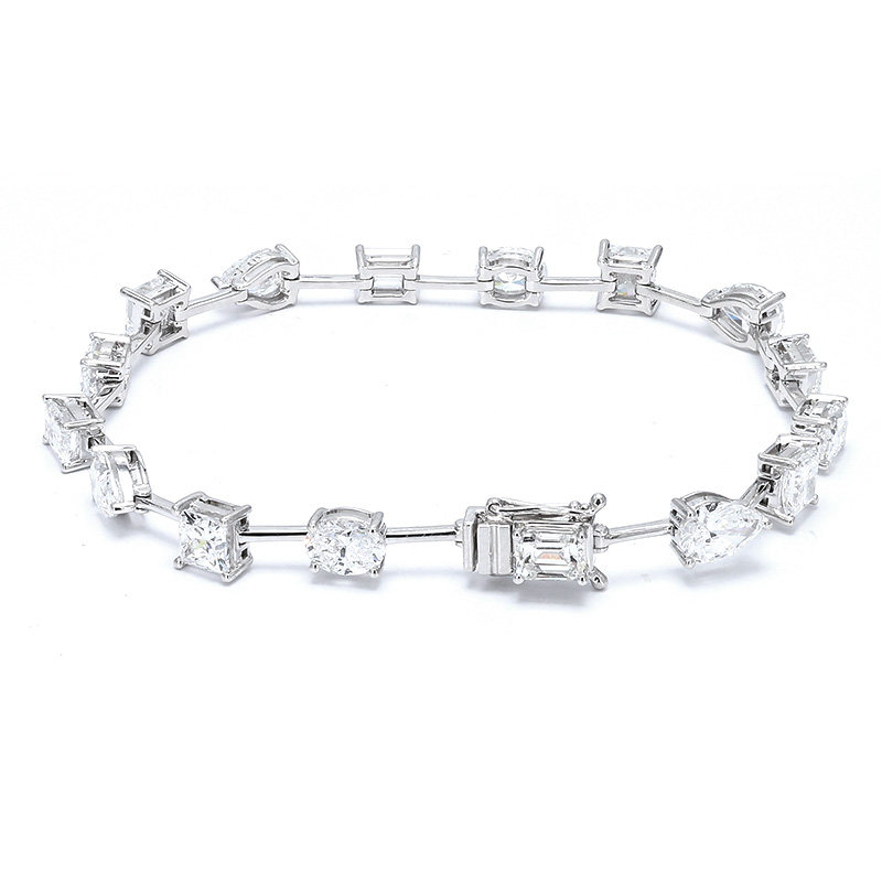 Fancy Shape Dual Layer Open Gallery Alternating Lab Diamond Tennis Bracelet