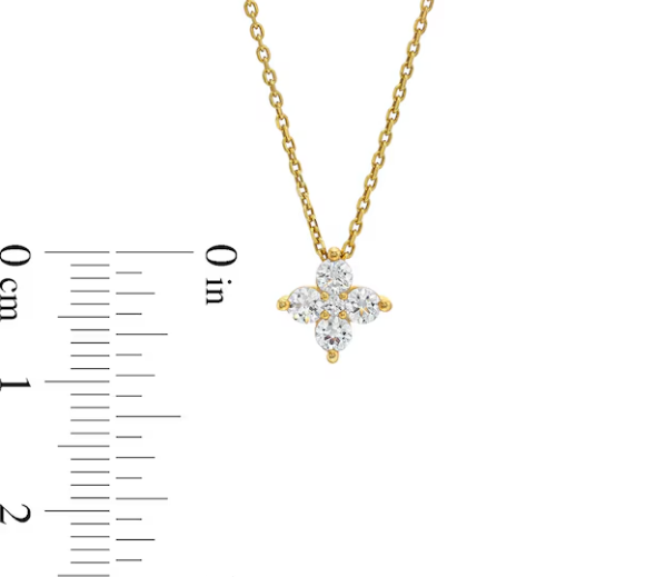 Four-Stone Clover Synthetic Diamond Dainty Station Pendant Necklace