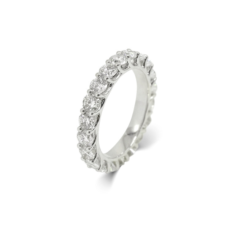 Eternity Continuous Pave Shared Prong Round Cut Lab Diamond Ring