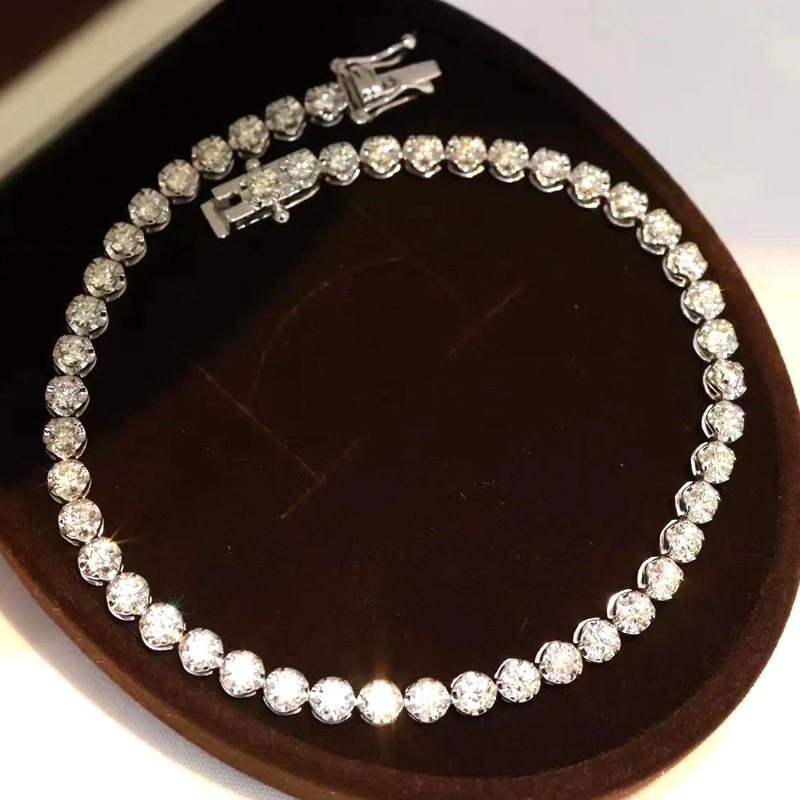 Full Row Uniform Round Lab Grown Diamond Sparkling Classic Tennis Bracelet