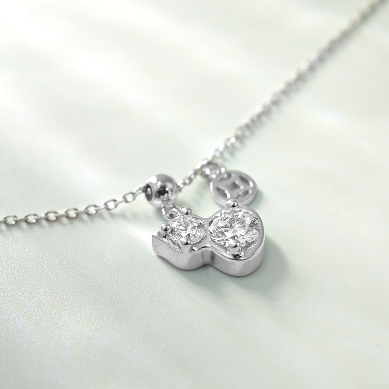 Two Round Cut Stone Gourd Motif Lab Created Diamond Necklace details