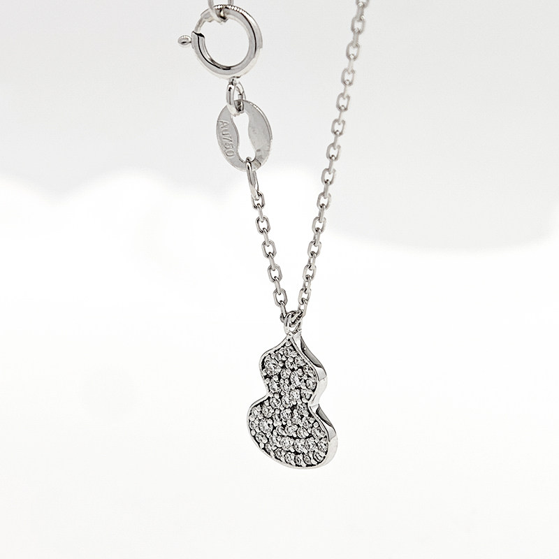 Classic Gourd Motif Bezel Full Pave Synthetic Diamond Pendant Necklace