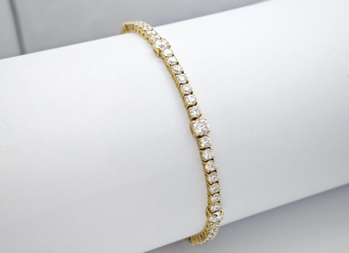 Graduated Accent Round Synthetic Diamond Luxe Classic Tennis Bracelet wear effect