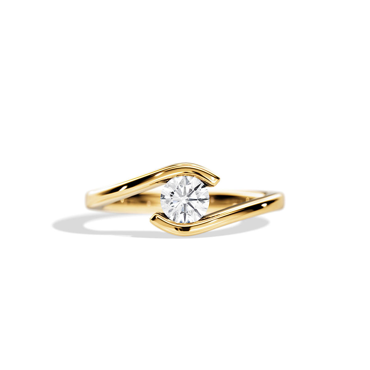 0.5 Carat Minimalist Hands Hold Inspired Lab Cultured Diamond Engagement Ring in Yellow Gold