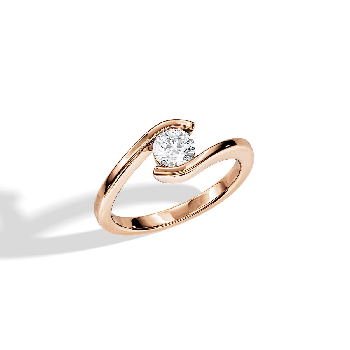 0.5 Carat Minimalist Hands Hold Inspired Lab Cultured Diamond Engagement Ring in Rose Gold