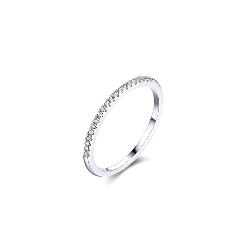 One Third Pave Stackable Lab Cultured Diamond Wedding Band