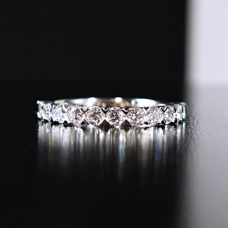 Shared Heart Deco Prong Eternity Lab Diamond Ring