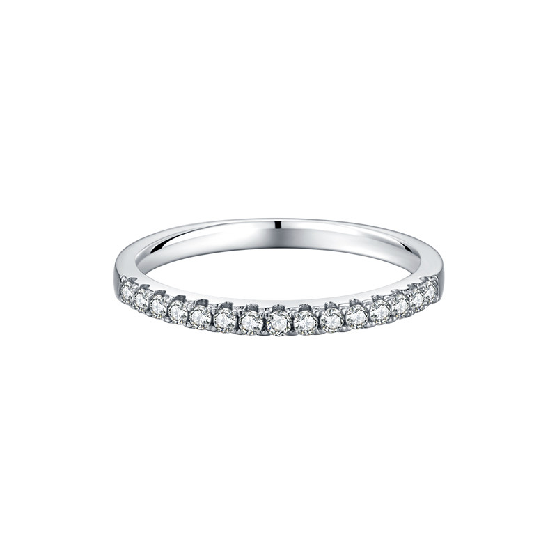 15 Stones Single Row Half Pave Eternity Cultivated Diamond Ring With Thin Shank details