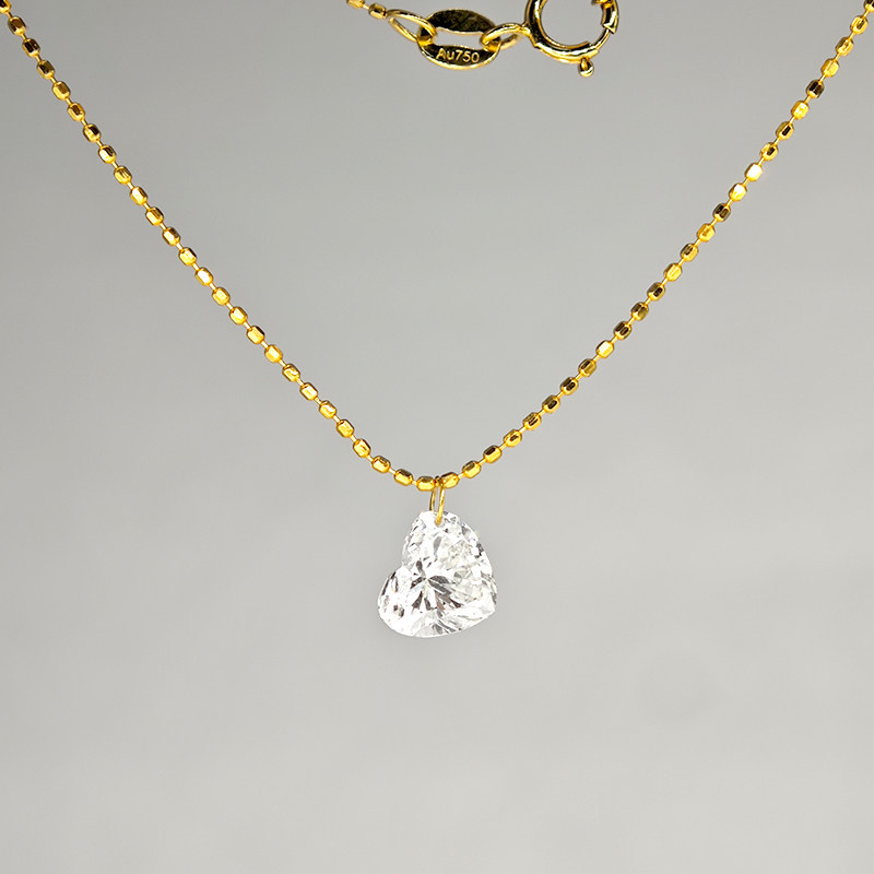 Solid AU750 Yellow Gold Beaded Chain Heart Cut Lab Grown Diamond Solitaire Bracelet details