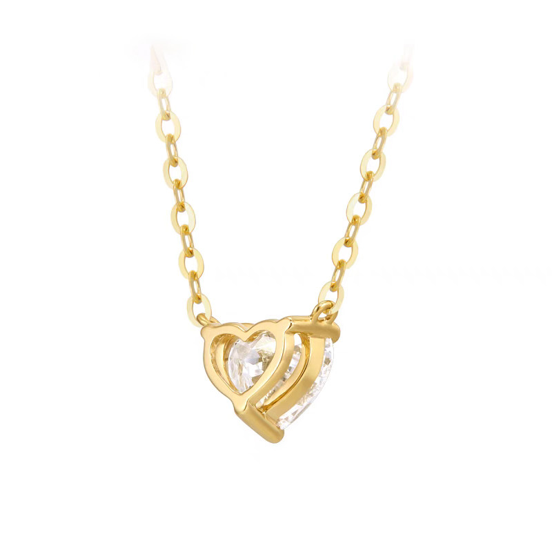 Three Prong Solitaire Hear Cut Dual Layer Open Gallery Lab Created Diamond Necklace background view